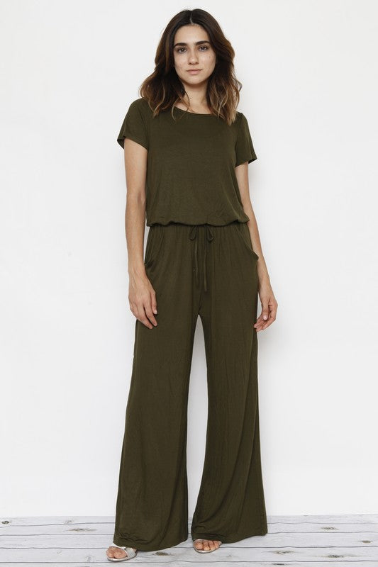 Short Sleeve Jumpsuit with Pocket