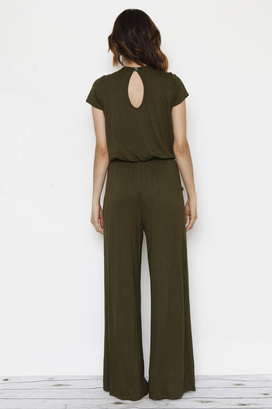 Short Sleeve Jumpsuit with Pocket