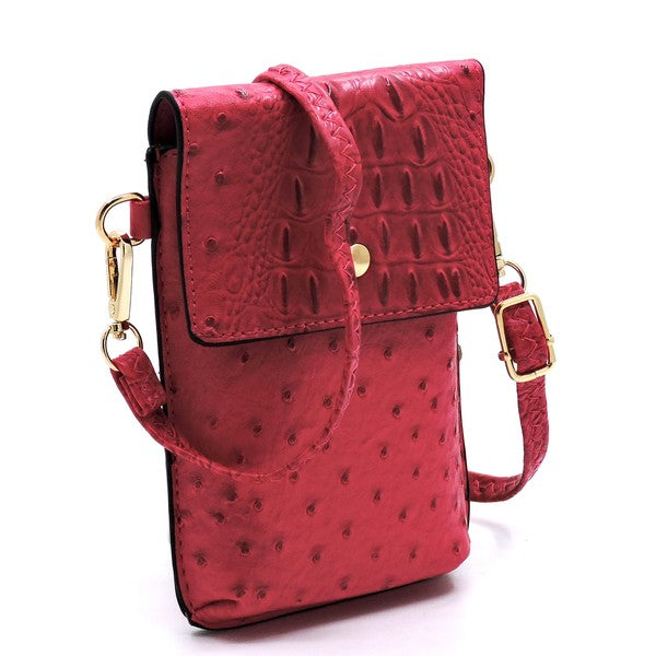 Ostrich Croc Crossbody Cell Phone Case king-general-store-5710.myshopify.com