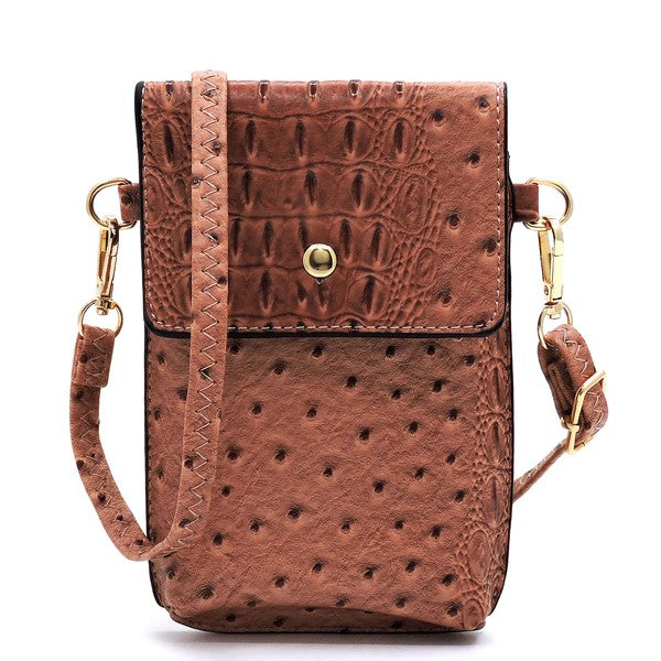 Ostrich Croc Crossbody Cell Phone Case king-general-store-5710.myshopify.com