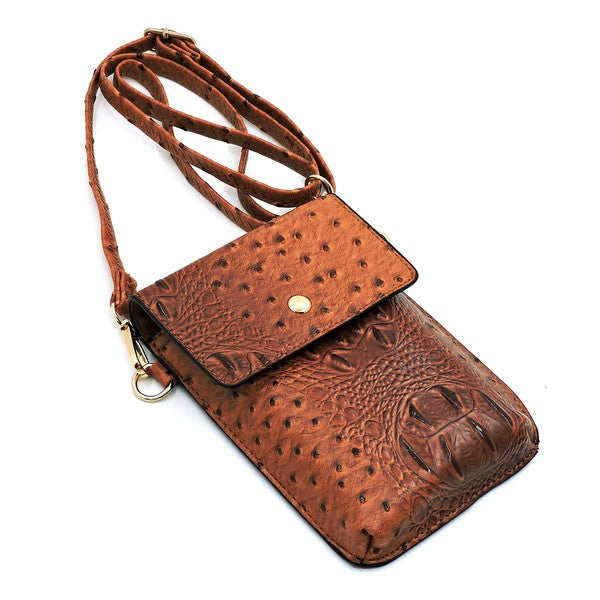 Ostrich Croc Crossbody Cell Phone Case king-general-store-5710.myshopify.com