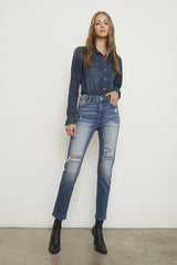 Ripped Front Distressed Girlfriend Jeans