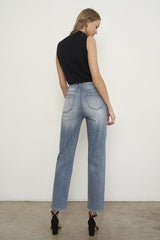 High Rise Cross Overed Girlfriend Jeans