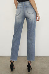 High Rise Cross Overed Girlfriend Jeans