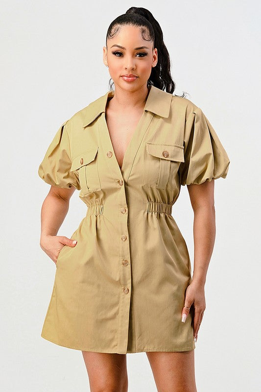 Casual but Trendy Safari Mini Dress