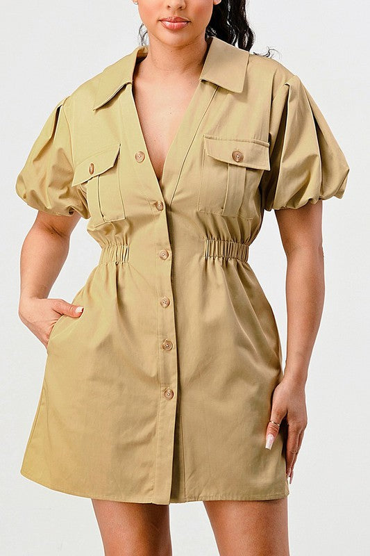 Casual but Trendy Safari Mini Dress