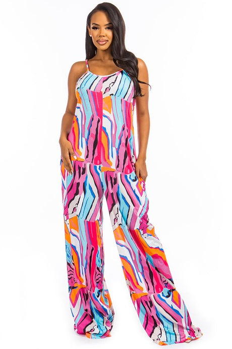 Fuschia Multi Print Sexy Jumpsuit king-general-store-5710.myshopify.com