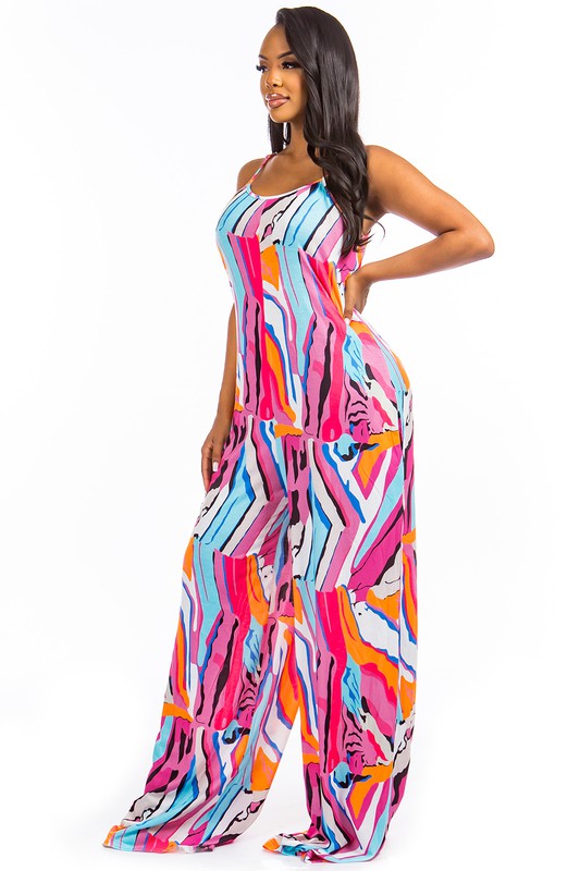 Fuschia Multi Print Sexy Jumpsuit king-general-store-5710.myshopify.com