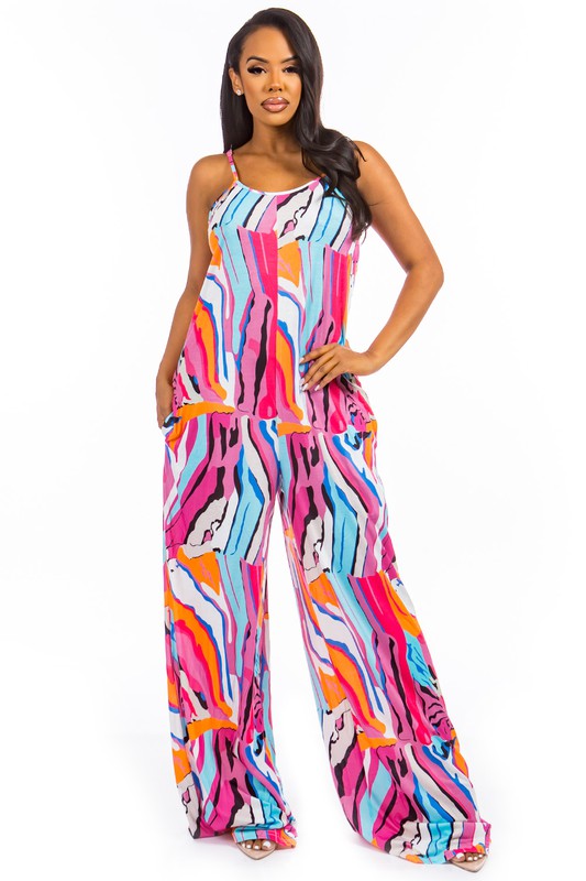 Fuschia Multi Print Sexy Jumpsuit king-general-store-5710.myshopify.com