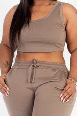 Plus French Terry Cropped Tank Top & Joggers Set king-general-store-5710.myshopify.com