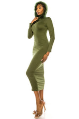 Long Sleeve Midi Dress with Hoodie