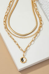 Three Row Herringbone Chain Choker and Yin Yang king-general-store-5710.myshopify.com