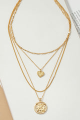 4 Row Delicate Chain Choker with Heart and Coin king-general-store-5710.myshopify.com
