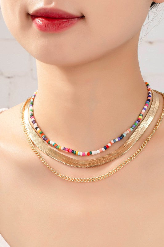 Herringbone and Seed Bead Choker Chain Set king-general-store-5710.myshopify.com