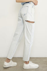 High Rise Ice Wash Denim Jeans