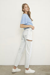 High Rise Ice Wash Denim Jeans