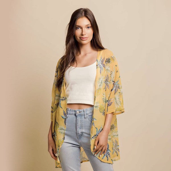 Tropical Open Front Kimono