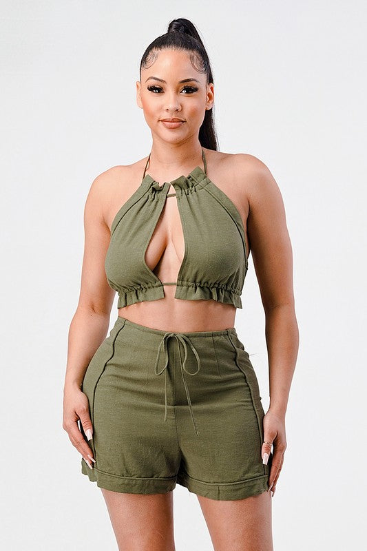 Sexy Casual Crop Top and Short Set