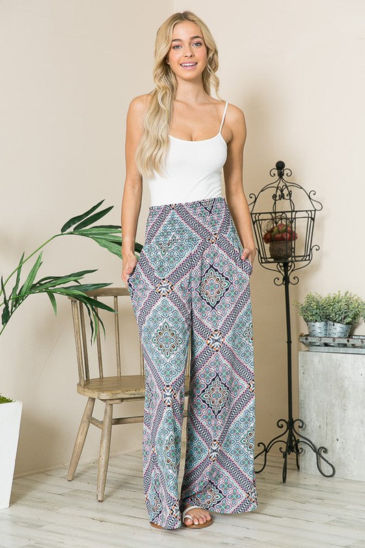 Bohemian Smocked Wide Leg Pants king-general-store-5710.myshopify.com