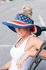 Patriotic Roll Up Straw Sun Hat