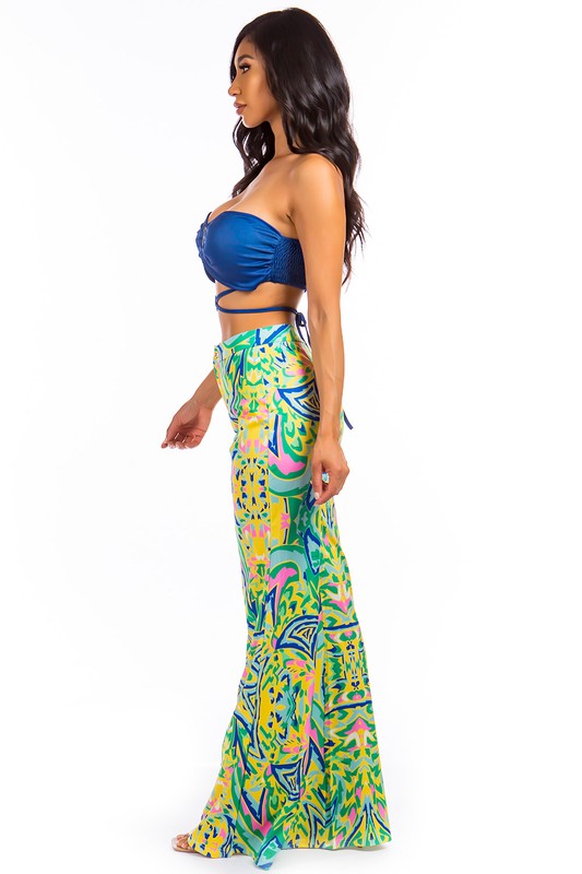 Navy Multi Bralette Top & Palazzo Pant Set king-general-store-5710.myshopify.com