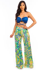 Navy Multi Bralette Top & Palazzo Pant Set king-general-store-5710.myshopify.com