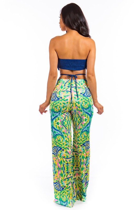 Navy Multi Bralette Top & Palazzo Pant Set king-general-store-5710.myshopify.com