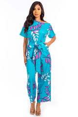 Blue Floral One Shoulder Jumpsuit king-general-store-5710.myshopify.com