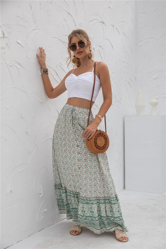 Casual Print Maxi Skirt