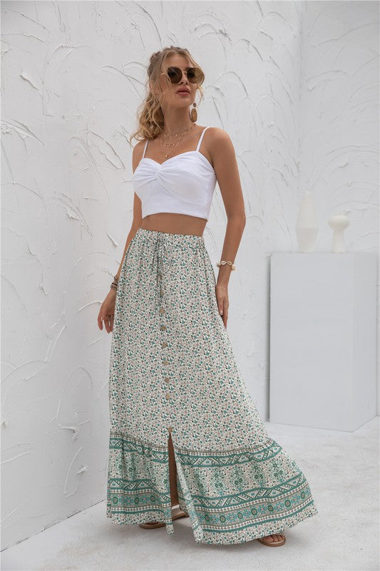 Casual Print Maxi Skirt