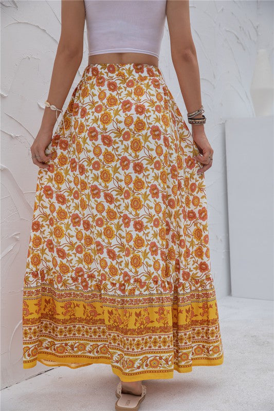 Casual Print Maxi Skirt