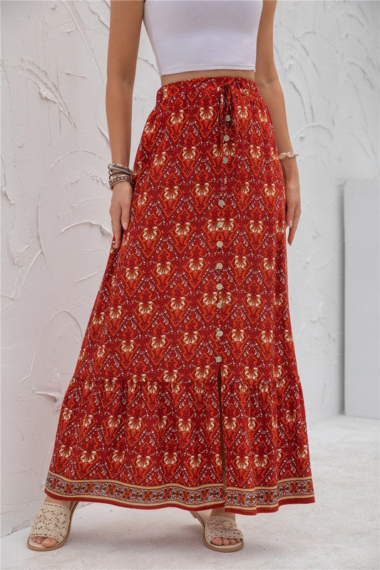 Casual Print Maxi Skirt