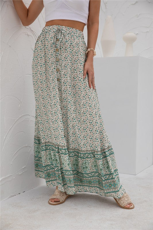 Casual Print Maxi Skirt