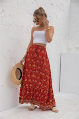 Casual Print Maxi Skirt