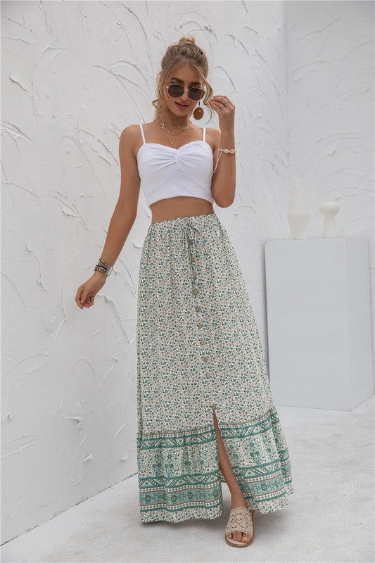 Casual Print Maxi Skirt