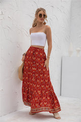 Casual Print Maxi Skirt