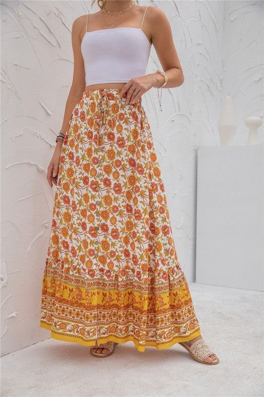 Casual Print Maxi Skirt