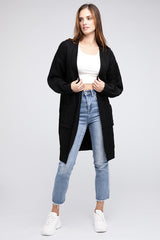 Twist Knitted Open Front Cardigan With Pockets king-general-store-5710.myshopify.com