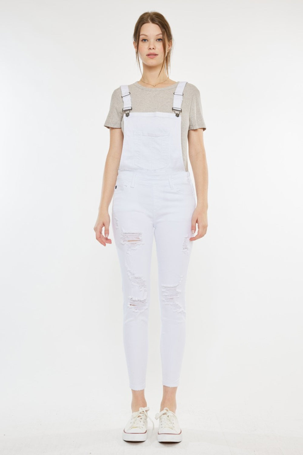 Kancan Distressed Skinny Denim Overalls