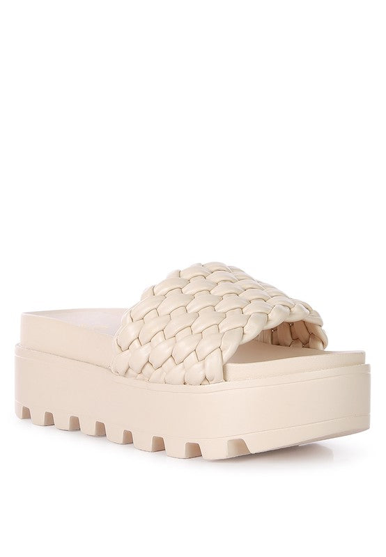 SUNDAE PLATFORM SLIDES WITH WOVEN TEXTURED STRAPS king-general-store-5710.myshopify.com