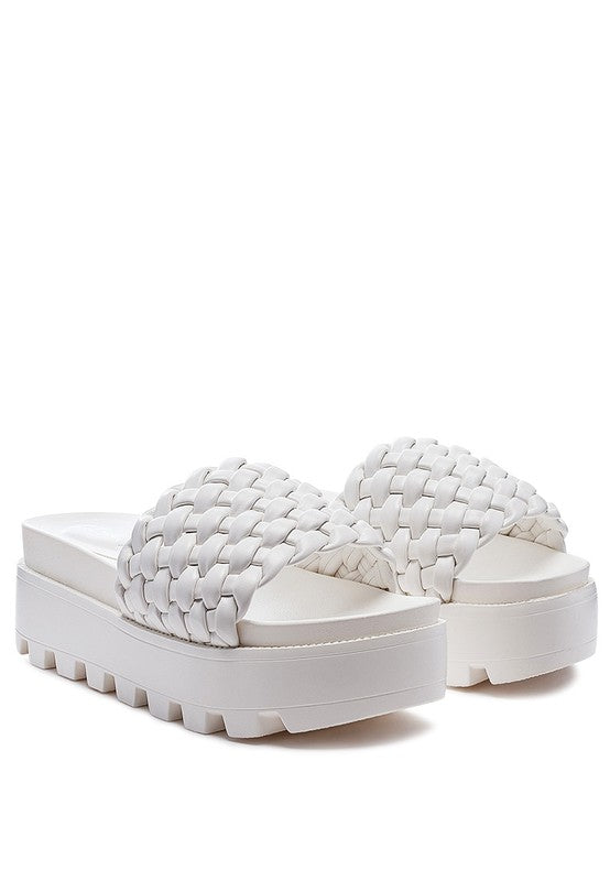 SUNDAE PLATFORM SLIDES WITH WOVEN TEXTURED STRAPS king-general-store-5710.myshopify.com