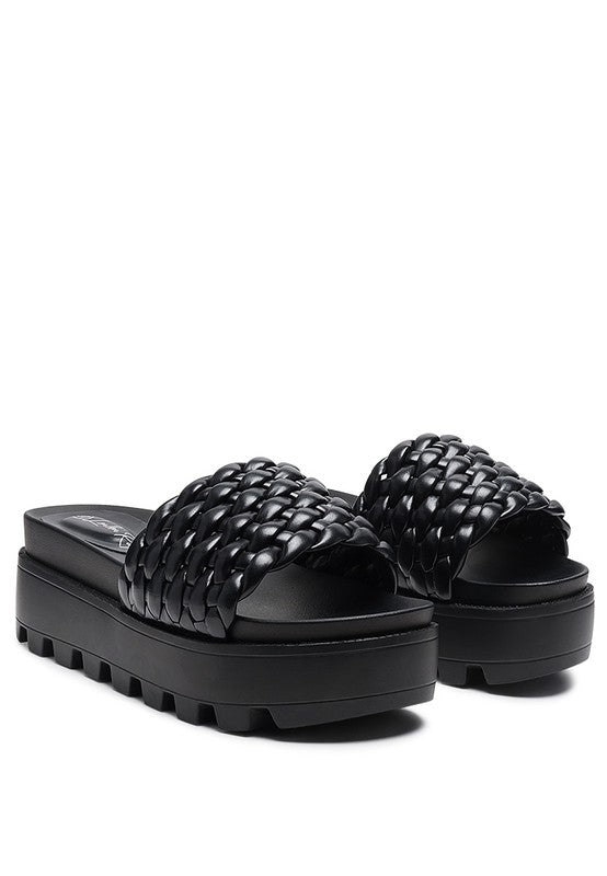 SUNDAE PLATFORM SLIDES WITH WOVEN TEXTURED STRAPS king-general-store-5710.myshopify.com