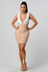 Stunning Beads Contrast Color Sexy Bandage Mini Dress king-general-store-5710.myshopify.com