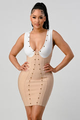 Stunning Beads Contrast Color Sexy Bandage Mini Dress king-general-store-5710.myshopify.com