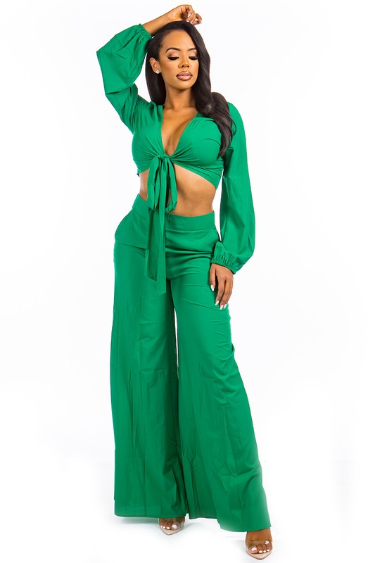 Deep-V Crop Top Pant Set king-general-store-5710.myshopify.com