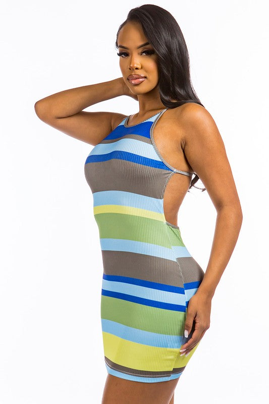 Open Back Striped Mini Dress king-general-store-5710.myshopify.com