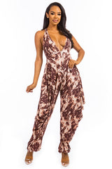 Brown Multi Print Sexy Jumpsuit king-general-store-5710.myshopify.com