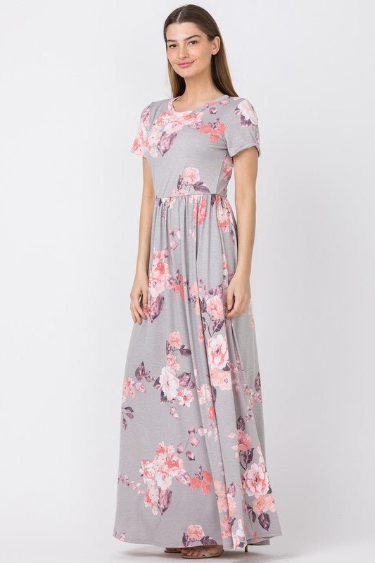 Vintage Floral Maxi Dress With Pockets