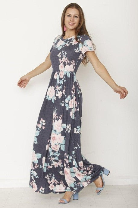 Vintage Floral Maxi Dress With Pockets