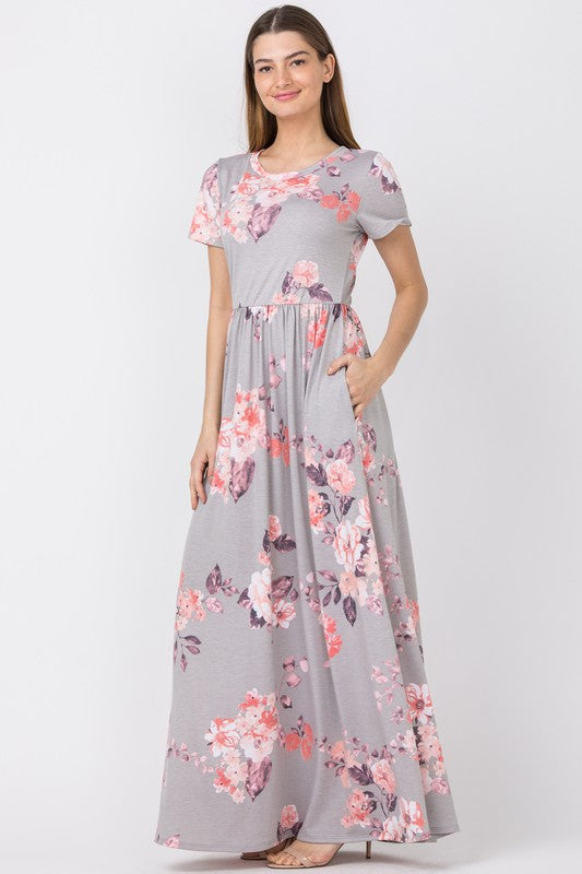 Vintage Floral Maxi Dress With Pockets